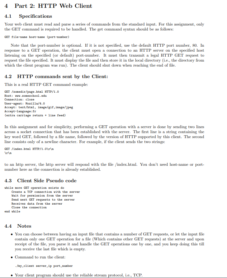 and client. ALL info found below: ---- 3 Specifications Your web server