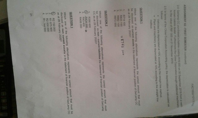 4 Which one of the following alteratives represents the correct amount be