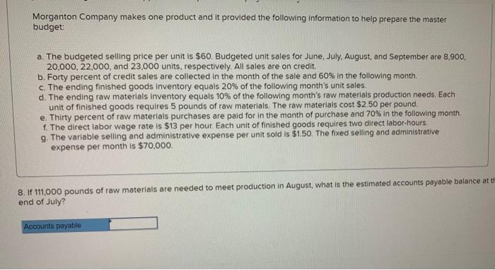 makes one product and it provided the following information to help prepare