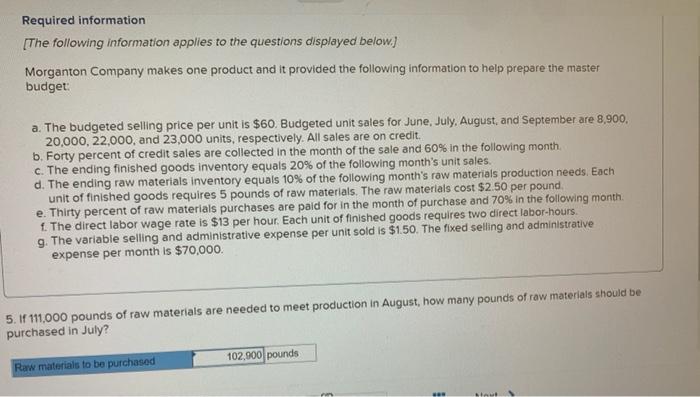 is $60. Budgeted unit sales for June July August, and September are