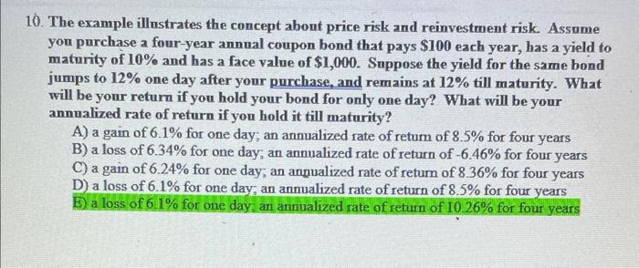 answer is E but please explain why 10. The example illustrates the