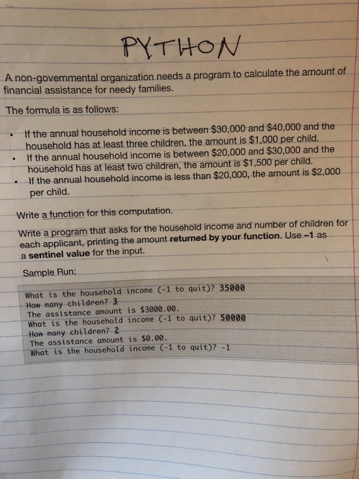  PYTHON non-governmental organization needs a program to calculate the amount of