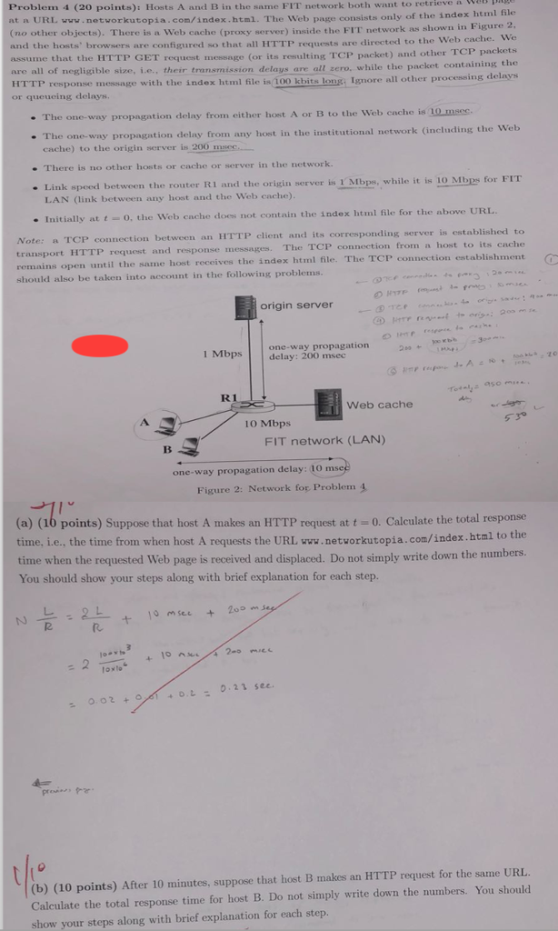 Networking to retrieve a We Problen 4 (20 points): Hosts A and