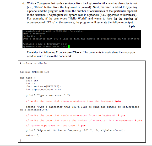 using terminal command line , can anyone help 6. Write a C