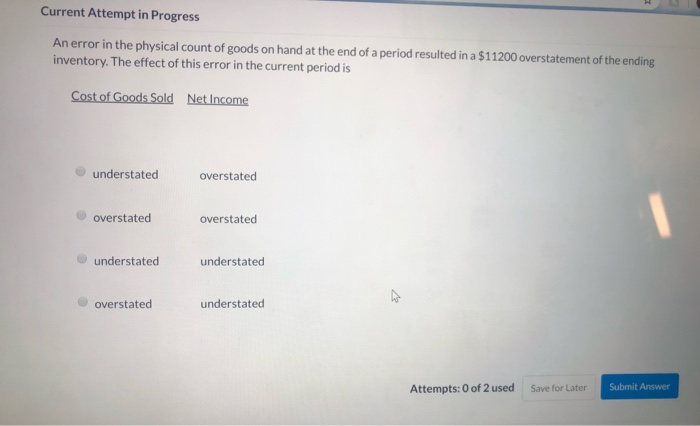  Current Attempt in Progress An error in the physical count of