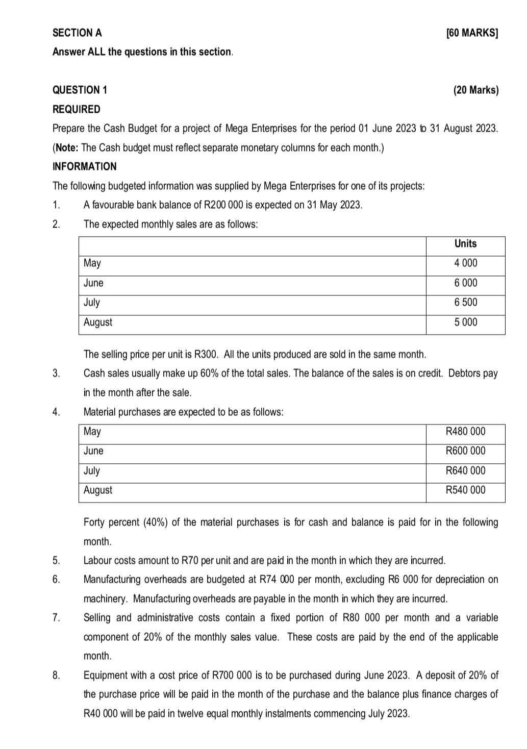  SECTION A [60 MARKS] Answer ALL the questions in this section.