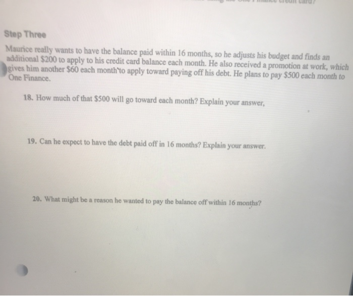 entire project before you begin doing any work Maurice has two credit