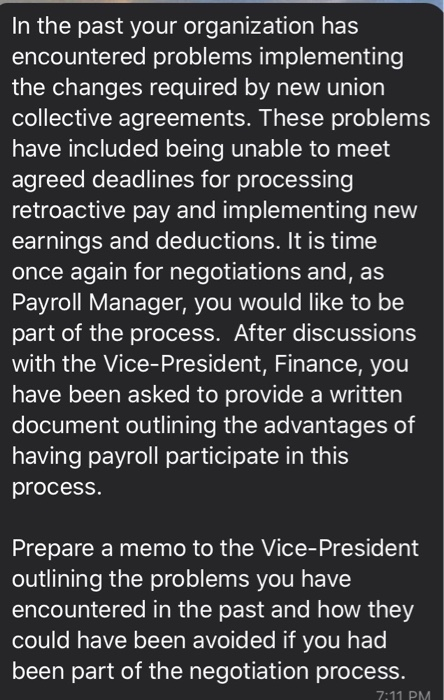  In the past your organization has encountered problems implementing, the changes