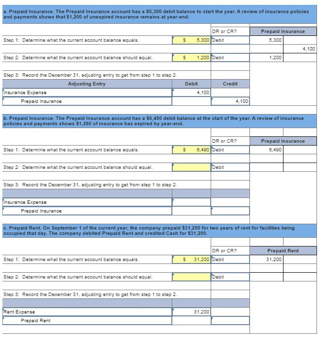 1. For each separate case below, follow the three-step process for adjusting