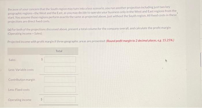 business with a planned presence in three key geographic areas, as follows.