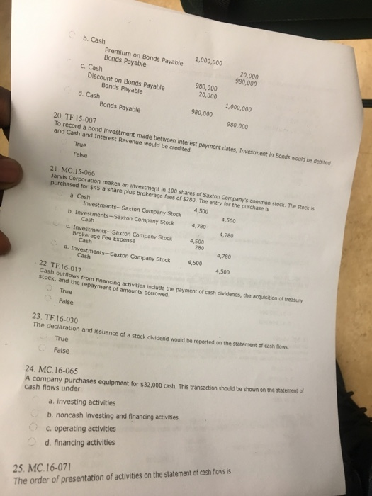  please answer all b. Cash Premium on Bonds Payable Bonds Payable