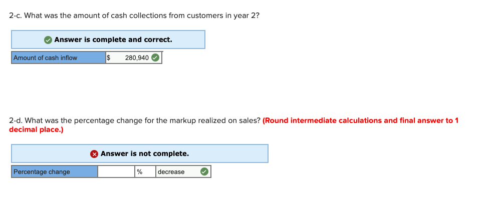 for Goldfish Company showed the following summarized data: Year 2 Year 1