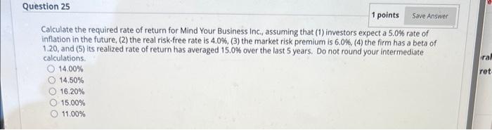 help please! just need answer :) Calculate the required rate of return