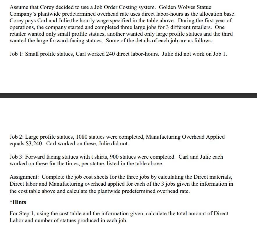 in each job. For Step 2, calculate the Plantwide Predetermined Overhead rate
