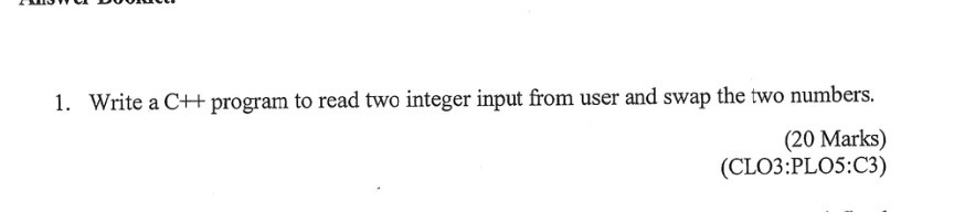 1. Write a CH program to read two integer input from