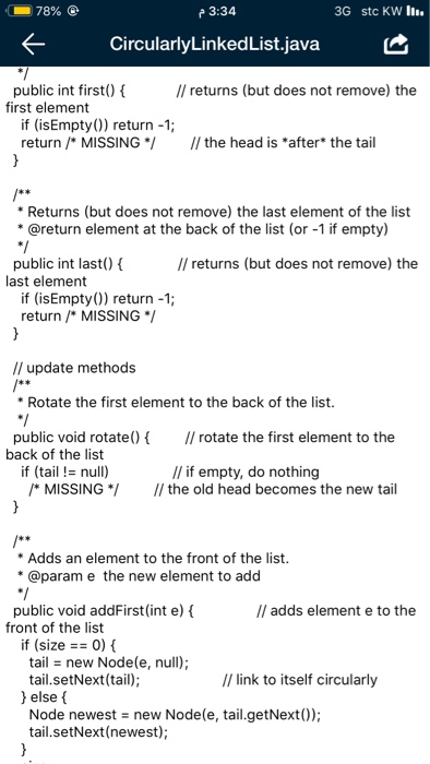 1. Complete the missing methods in the file as discussed in the