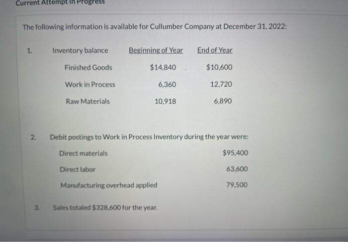  Current Attempt in Progress The following information is available for Cullumber