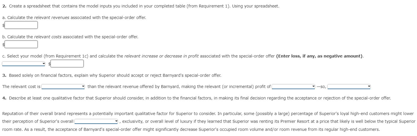 all of the above choices Q2 dropdown options) relevant revenues relevant costs