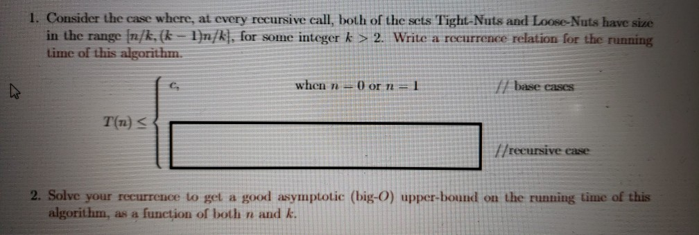 You have to sort a bag of n nuts and n bolts