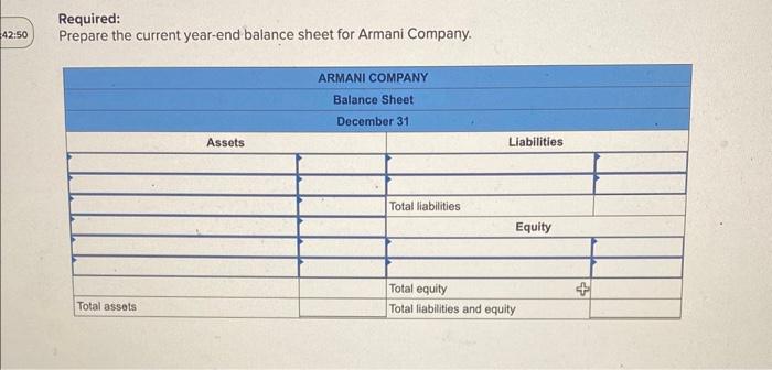 Armani Company for the current year ended December 31. Required: Prepare the