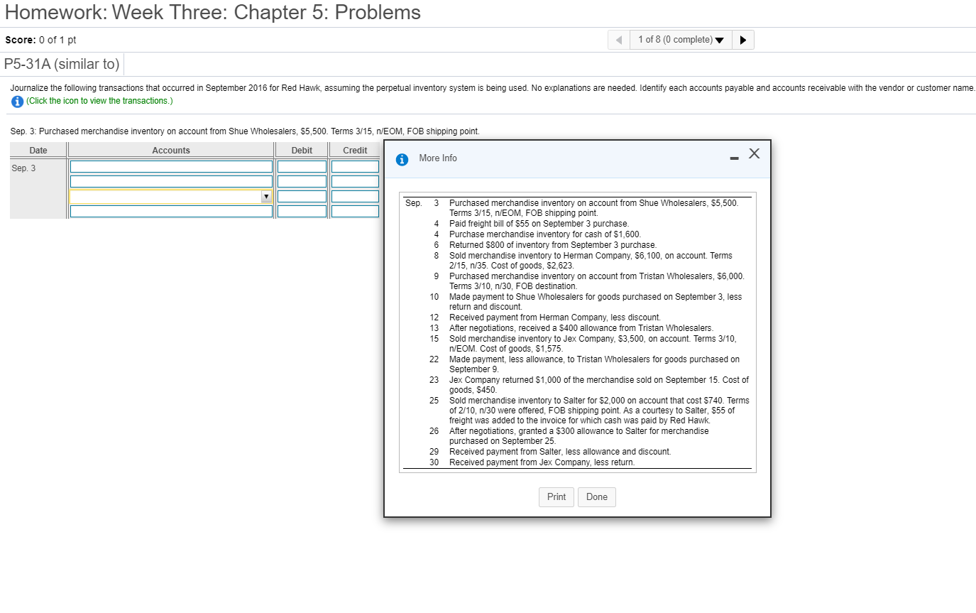  Homework: Week Three: Chapter 5: Problems Score: 0 of 1 pt