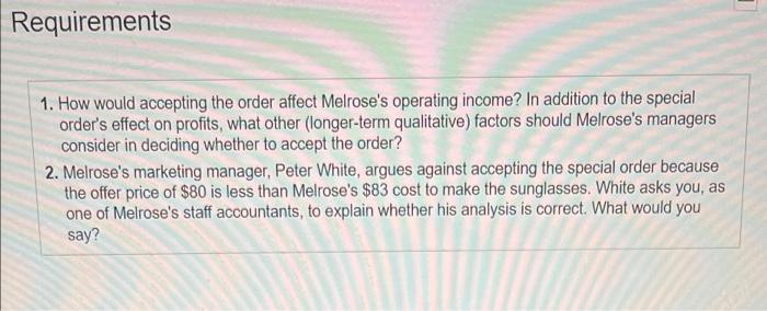 manufacturing overhead Variable selling expenses 3 $25 Fixed manufacturing overhead $ 83