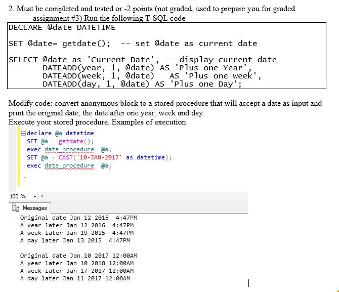 convert anonymous block to a stored procedure that will accept a date