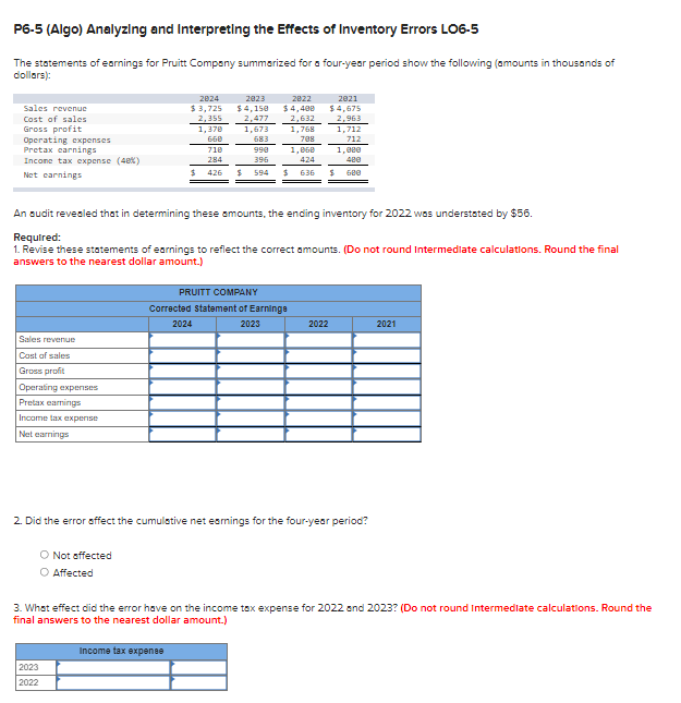  P6.5 (Algo) Analyzing and Interpreting the Effects of Inventory Errors LO6.5
