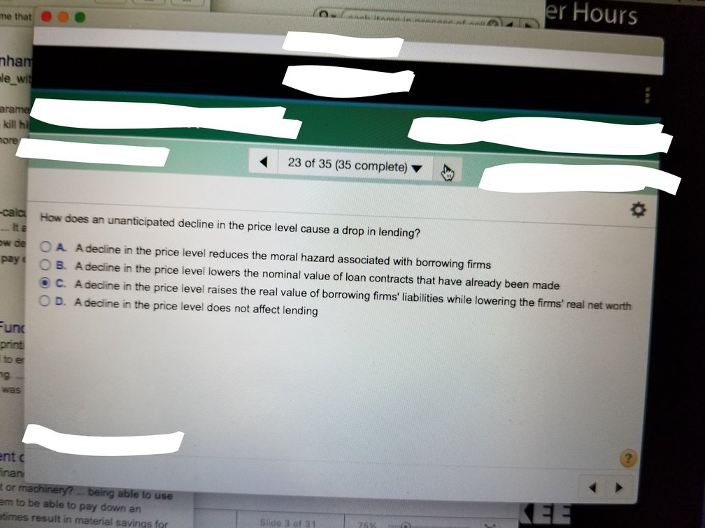 How does an unanticipated decline in the price level cause a