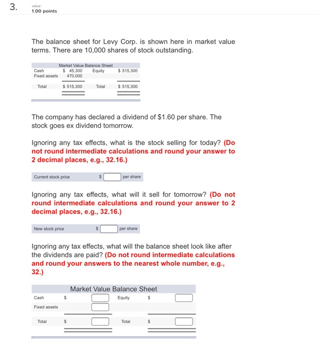  1.00 points The balance sheet for Levy Corp. is shown here