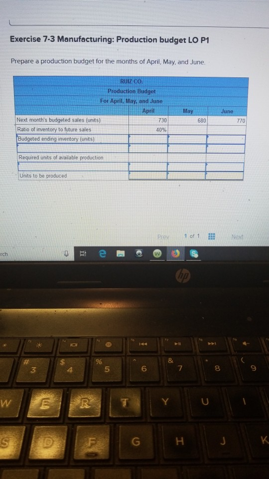 Exercises below. Ruiz Co. provides the following sales forecast for the next