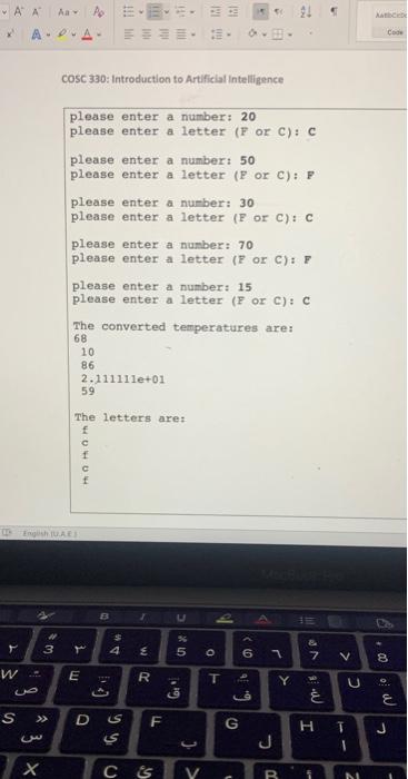 between Fahrenheit and Celsius. The function has three inputs: array of the