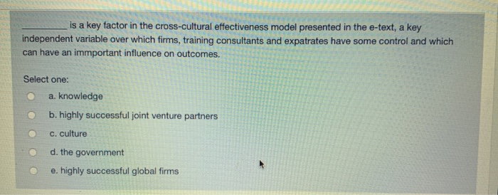  is a key factor in the cross-cultural effectiveness model presented in