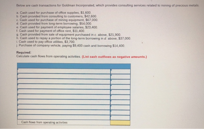  Help me with this question, please! Thanks Below are cash transactions