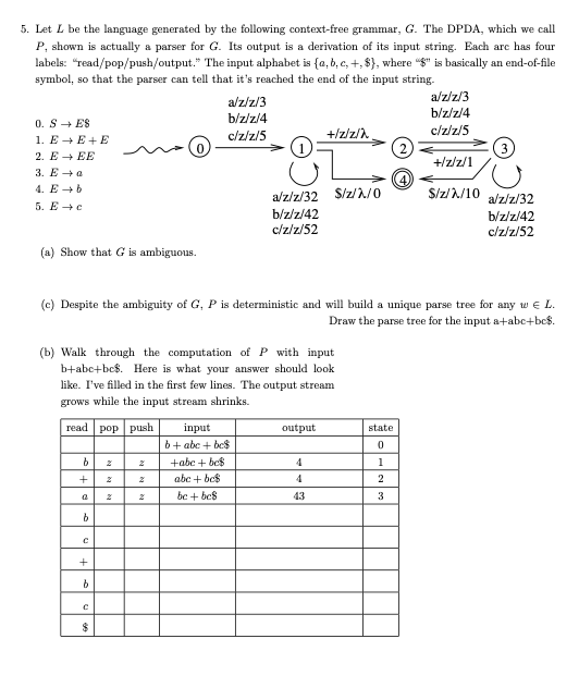 Need help with (b) 5. Let L be the language generated by