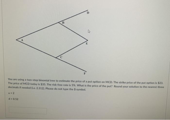  B. You are using a two-step binomial tree to estimate the