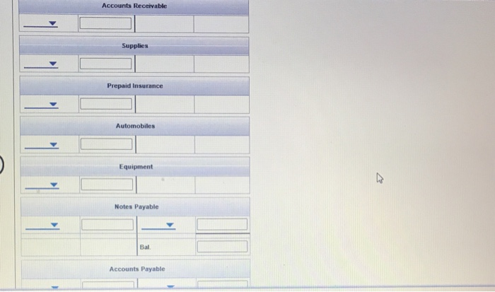 workroom, $2,500. C. Purchased used automobile for $28,500, paying $6,000 cash and