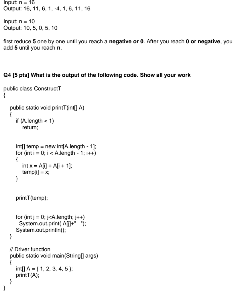 pattern without using any loop Given a number n, print following pattern