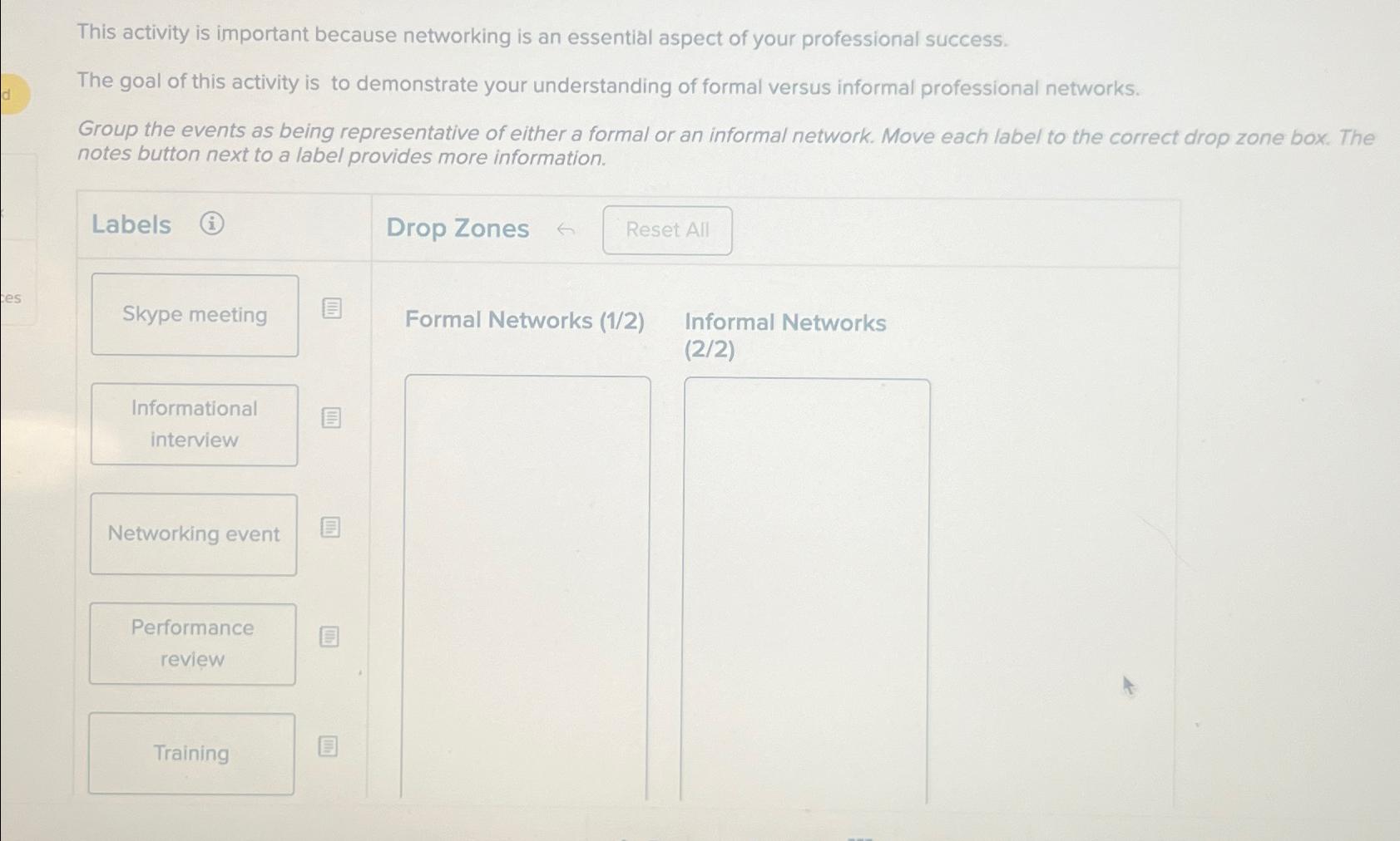  This activity is important because networking is an essential aspect of