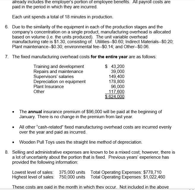 please Master Budget Case: Wooden Pull Toys Inc. Wooden Pull Toys Ltd.