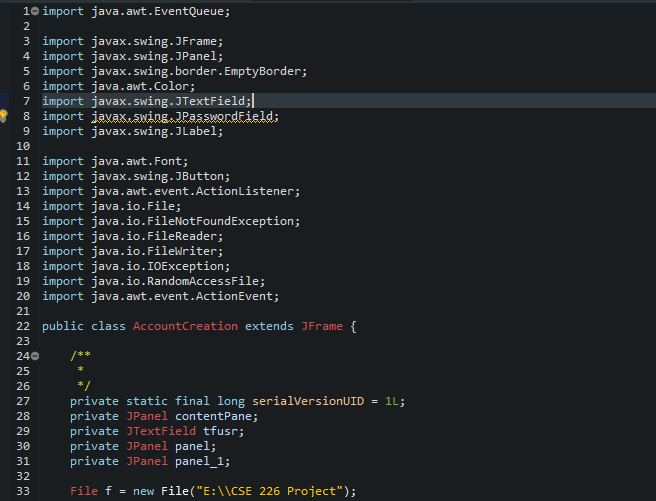 Having issues with my Java swing program. I can create users perfectly