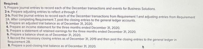 entries to record each of the December transactions and events for Business