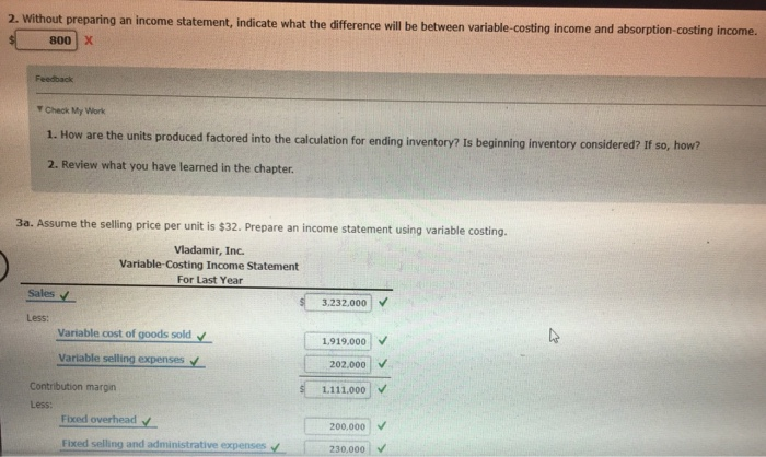 pertains to Viadamir, Inc., for last year: Beginning inventory, units 1,400 Units