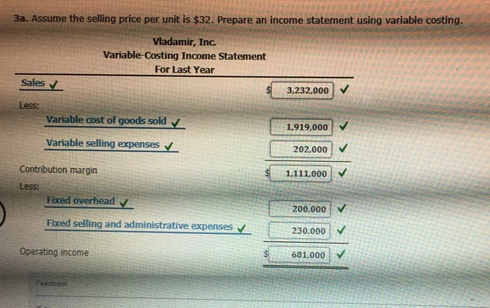 per year: Fixed overhead $200,000 Fixed selling and administrative expenses $230,000 There