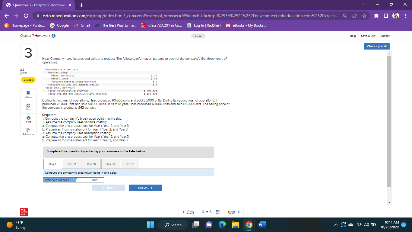 I need help completing all 3 years ! Haas Company manufactures
