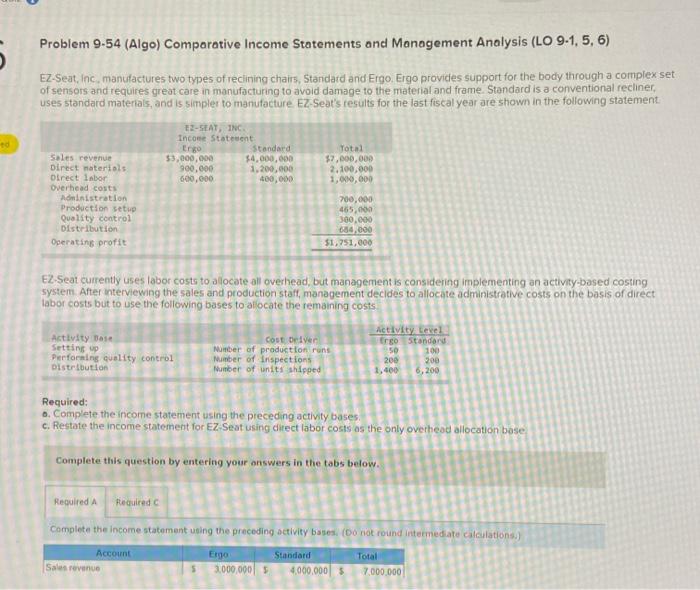  Problem 9-54 (Algo) Comparative Income Statements and Management Analysis (LO 9-1,5,6)
