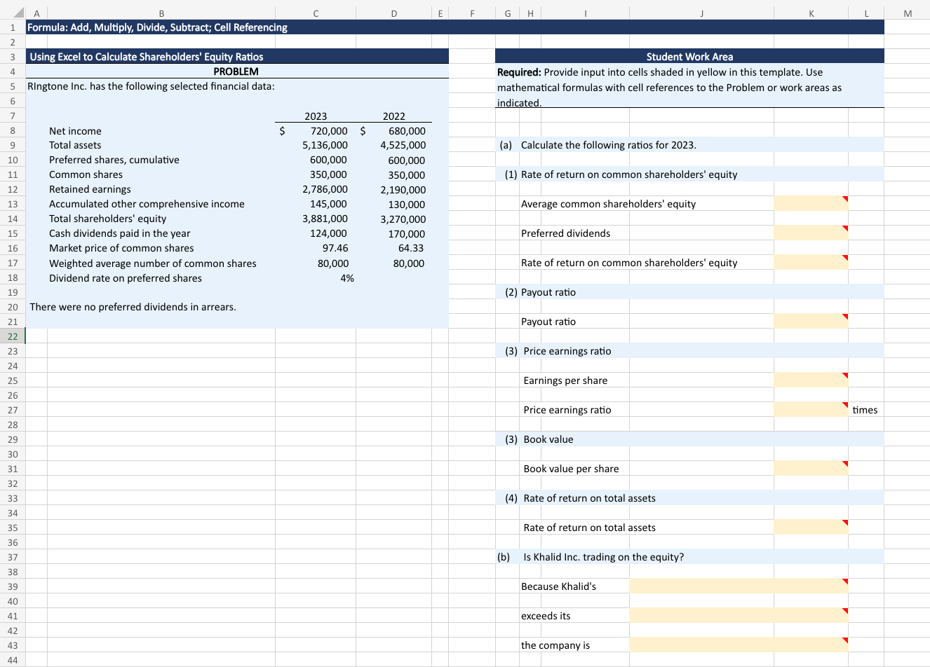  Please use the cells of Excel and provide the process, thanks