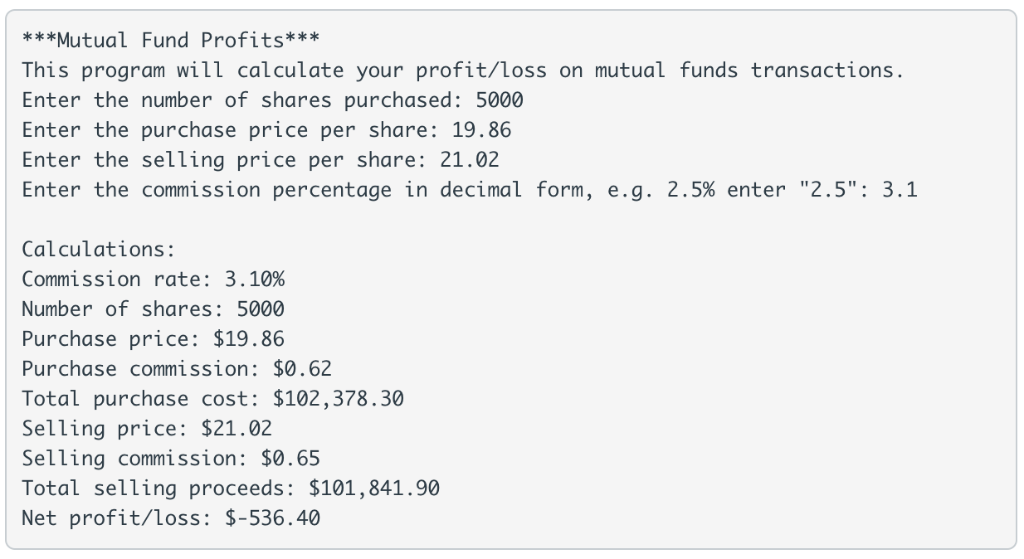 java program: Write a program that calculates the user's profit or loss