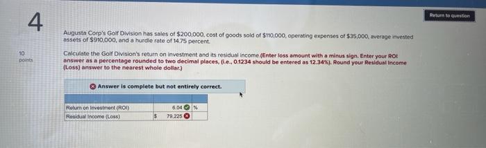 find also sd please Return to question 4 Augusta Corp's Golf Division