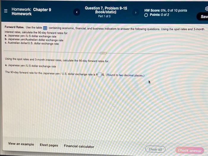  Homework: Chapter 9 Homework Question 7, Problem 9-15 (book/static) Part 1